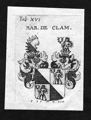 "Clam" - Clam-Martinic Clam-Martinitz Wappen Adel coat of arms heraldry Heraldik Kupferstich