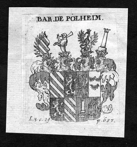 Polheim - Polheim Pohlheim Pollheim Polheimb Wappen Adel coat of arms heraldry Heraldik Kupferstich