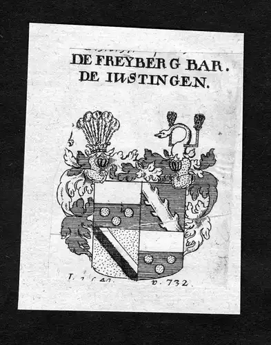 de Freyberg Bar. de Justingen- Freyberg zu Justingen / Freiberg Wappen Adel coat of arms heraldry Heraldik Kup
