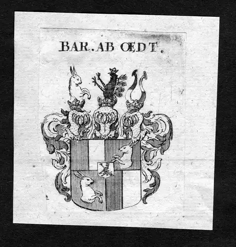 Oedt - Oedt Wappen Adel coat of arms heraldry Heraldik Kupferstich