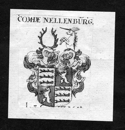 Nellenburg - Nellenburg Wappen Adel coat of arms heraldry Heraldik Kupferstich
