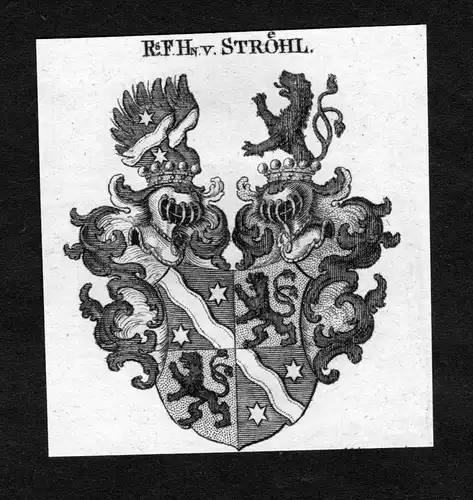 Ströhl - Ströhl Stroehl Wappen Adel coat of arms heraldry Heraldik Kupferstich
