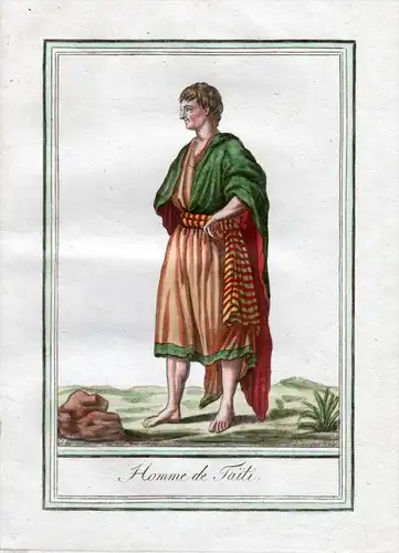 Homme de Taiti - Tahiti Windward French Polynesia Tracht Trachten costume  engraving