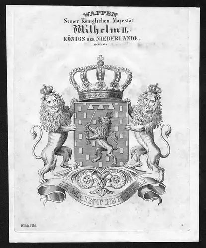 Seiner Königlichen Majestät Wilhelm II. Königs der Niederlande - Niederlande Netherlands Wappen Adel coat o