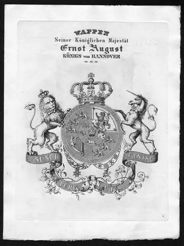 "Seiner Königlichen Majestät Ernst August Königs von Hannover" - Hannover Wappen Adel coat of arms heraldry Heraldik Kup