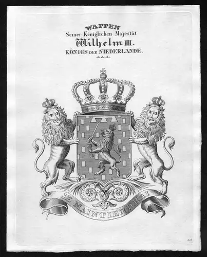 Seiner Königlichen Majestät Wilhelm III. Königs von Niederlande - Wilhelm Niederlande Netherlands Wappen Ad