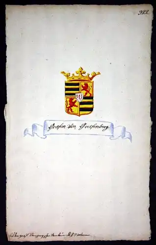 Grafen von Greifenberg - Greifenberg Manuskript Wappen Adel coat of arms heraldry Heraldik
