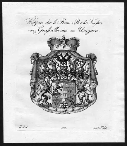 Wappen des h. Röm. Reichs Fürsten von Grafsalkovis in Ungarn - Grassalkovich Ungarn Hungary Wappen Adel coat