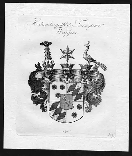 Hochreichsgräflich Törringische Wappen - Toerring Törring  Wappen Adel coat of arms heraldry Heraldik Kupfe