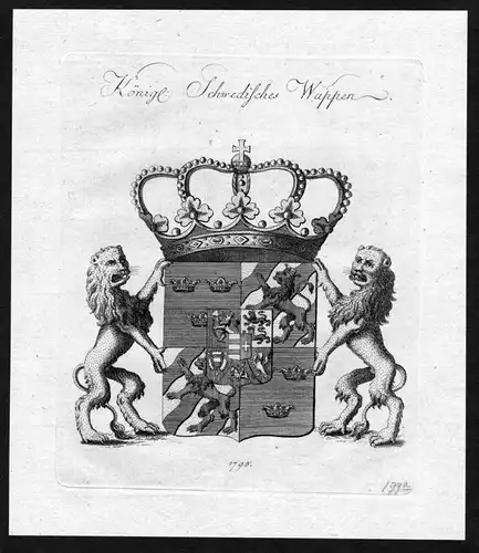 "Königl. Schwedisches Wappen" - Schweden Sweden Wappen Adel coat of arms heraldry Heraldik Kupferstich