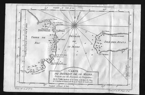 Carte du Detroit de le Maire - Tierre del Fuego Isla de los Estados Chile South America Südamerika map Karte