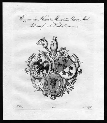 "Wappen des Herrn Mauri II, Abts zu Mallersdorf in Niderbaiern" - Mallersdorf Kloster Mallersdorf Bayern Bavaria Wappen