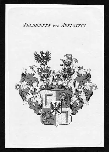 Freiherren von Adelstein - Adelstein Wappen Adel coat of arms heraldry Heraldik Kupferstich