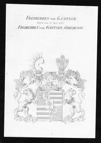 Freiherren von Gaertner. Freiherren von Gärtner-Griebenow - Gaertner Gärtner-Griebenow Wappen Adel coat of a