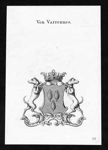 Von Varrennes - Warenne Varennes Wappen Adel coat of arms heraldry Heraldik Kupferstich