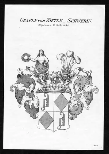 Grafen von Zieten-Schwerin - Zieten-Schwerin Wappen Adel coat of arms heraldry Heraldik Kupferstich