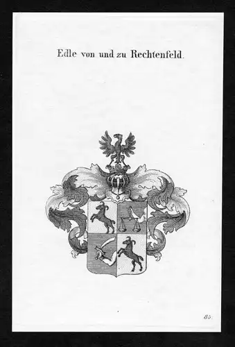 Edle von und zu Rechtenfeld - Rechtenfeld Wappen Adel coat of arms heraldry Heraldik Kupferstich