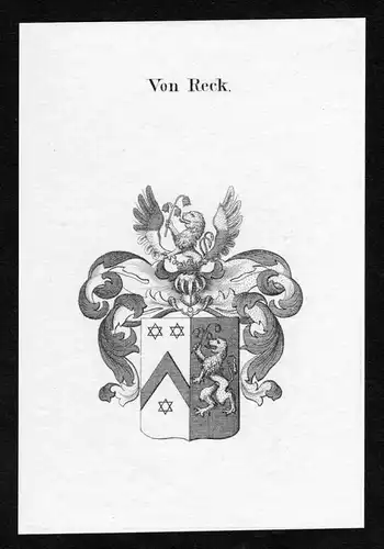 Von Reck - Reck Wappen Adel coat of arms heraldry Heraldik Kupferstich