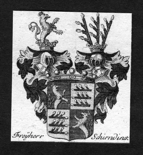 Freyherr Schirndick - Schirnding Schirndinger Wappen Adel coat of arms heraldry Heraldik Kupferstich