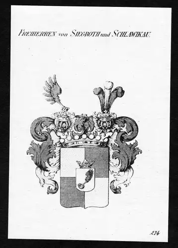 Freiherren von Siegroth un Schlawikau - Siegroth und Schlawikau Wappen Adel coat of arms heraldry Heraldik Kup