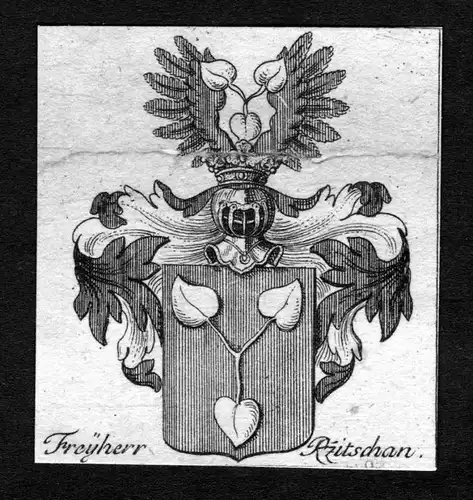 Freyherr Rzitschan - Rzitschan Wappen Adel coat of arms heraldry Heraldik Kupferstich