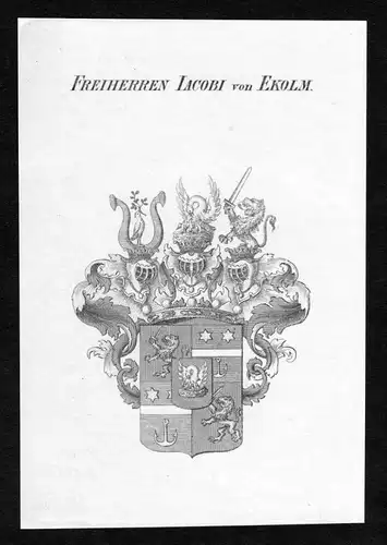 Freiherren Iacobi von Ekolm - Jacobi von Ekholm Wappen Adel coat of arms heraldry Heraldik Kupferstich