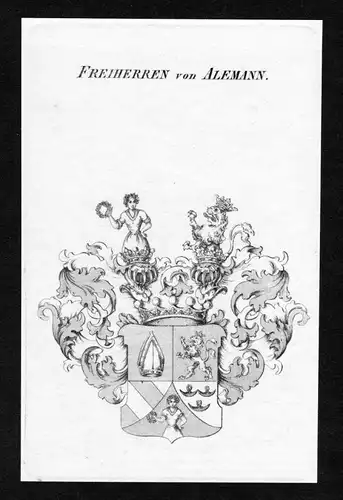 Freiherren von Alemann - Alemann Wappen Adel coat of arms heraldry Heraldik Kupferstich