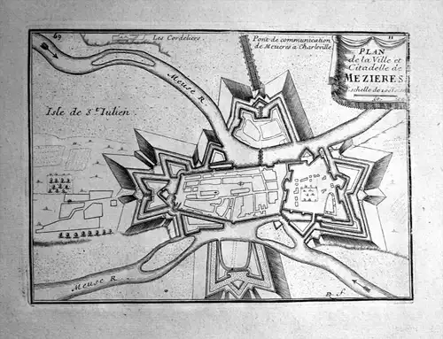 Plan de la Ville et Citadelle de Mezieres - Charleville-Mezieres Ardennes Grand-Est France plan fortification