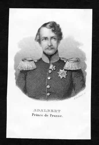 "Adalbert Prince de Prusse" - Adalbert von Preußen Prinz Portrait Stahlstich engraving