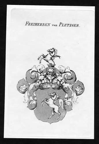 Freiherren von Pletzger - Pletzger Wappen Adel coat of arms heraldry Heraldik Kupferstich