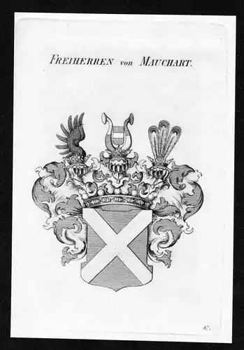 Freiherren von Mauchart - Mauchart Wappen Adel coat of arms heraldry Heraldik Kupferstich