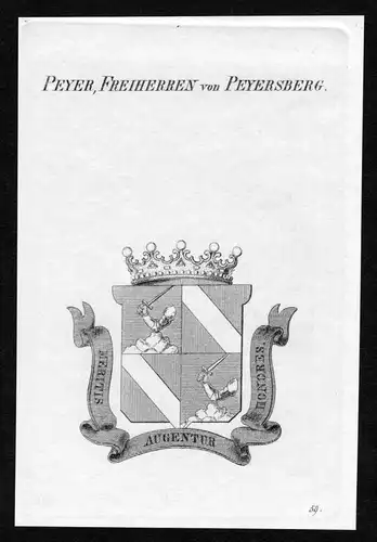 Peyer, Freiherren von Peyersberg - Peyer von Peyersberg Wappen Adel coat of arms heraldry Heraldik Kupferstich