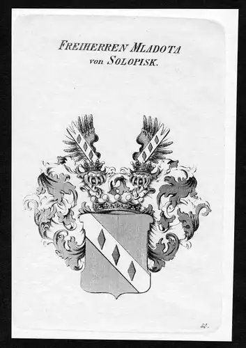 Freiherren Mladota von Solopisk - Mladota von Solopisk Wappen Adel coat of arms heraldry Heraldik Kupferstich