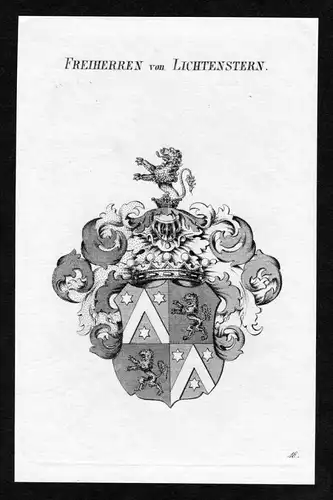 Freiherren von Lichtenstern - Lichtenstern Wappen Adel coat of arms heraldry Heraldik Kupferstich