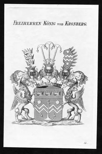 Freiherren König von Kronberg - König von Kronberg Wappen Adel coat of arms heraldry Heraldik Kupferstich