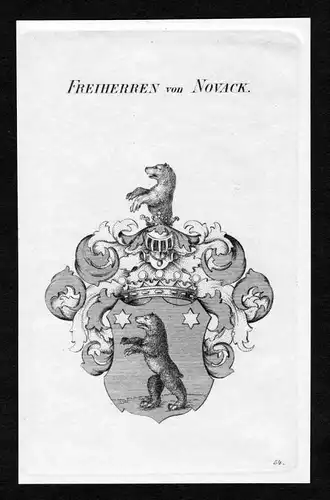 Freiherren von Novack - Novack Novak Wappen Adel coat of arms heraldry Heraldik Kupferstich