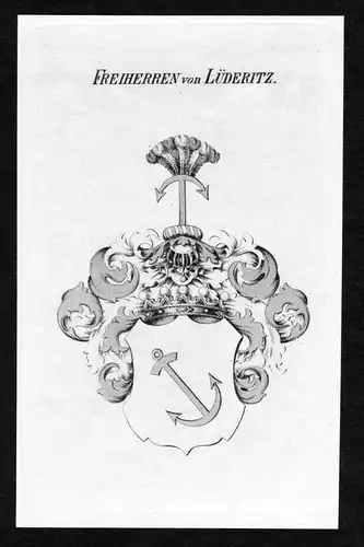Freiherren von Lüderitz - Lüderitz Luederitz Wappen Adel coat of arms heraldry Heraldik Kupferstich