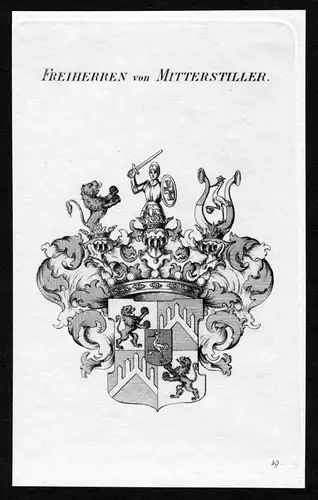 Freiherren von Mitterstiller - Mitterstiller Wappen Adel coat of arms heraldry Heraldik Kupferstich