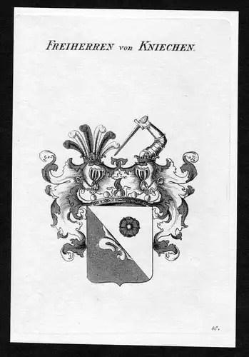 Freiherren von Kniechen - Kniechen Wappen Adel coat of arms heraldry Heraldik Kupferstich