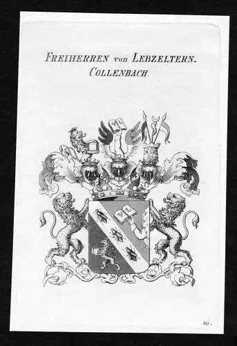 Freiherren von Lebzeltern-Collenbach - Lebzeltern-Collenbach Wappen Adel coat of arms heraldry Heraldik Kupfer