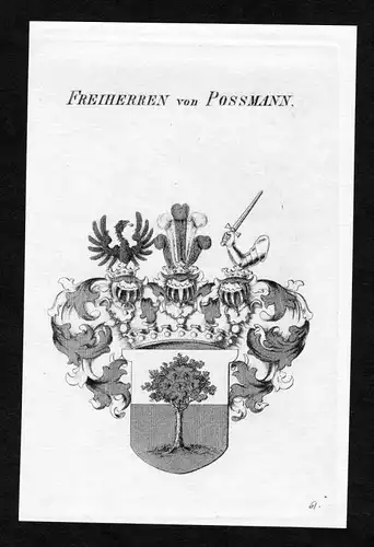 Freiherren von Possmann - Possmann Wappen Adel coat of arms heraldry Heraldik Kupferstich