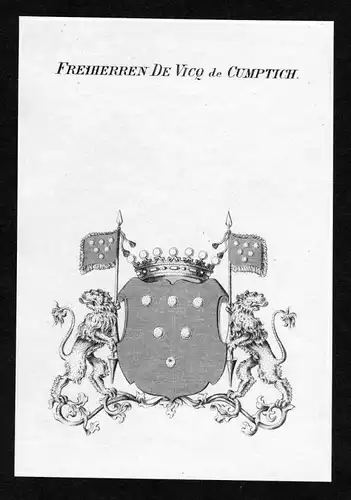 Freiherren De Vico de Cumptich - Vico de Cumptich Wappen Adel coat of arms heraldry Heraldik Kupferstich