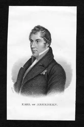 Earl of Aberdeen - George Hamilton-Gordon Earl of Aberdeen Portrait  engraving