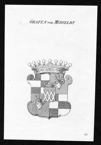 Grafen von Merveldt - Merveldt Meerveldt Merfeld Wappen Adel coat of arms heraldry Heraldik Kupferstich