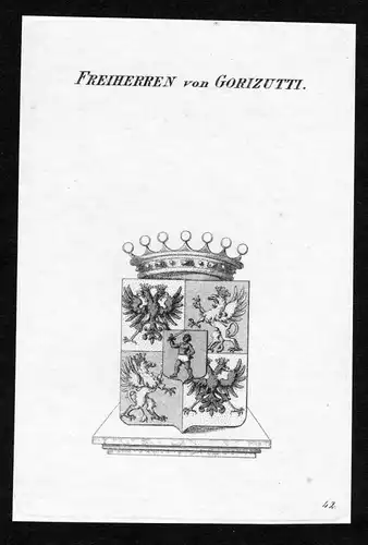 Freiherren von Gorizutti - Gorizutti Wappen Adel coat of arms heraldry Heraldik Kupferstich