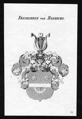 Freiherren von Honrichs - Honrichs Wappen Adel coat of arms heraldry Heraldik Kupferstich
