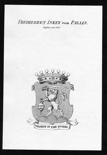 Freiherren Inkey von Pallin - Inkey von Pallin Wappen Adel coat of arms heraldry Heraldik Kupferstich