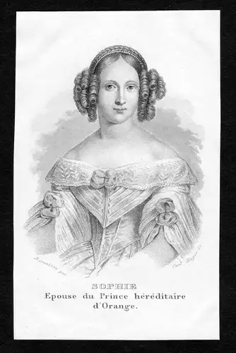 Sophie Epouse du Prince hereditaire d'Orange - Sophie van Oranje-Nassau Portrait  engraving