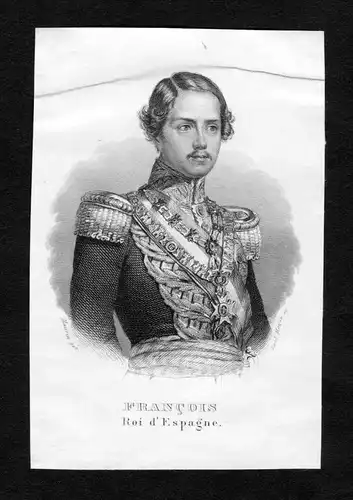 Francois Roi d'Espagne - Francisco de Asis de Borbon rey Espana Portrait  engraving