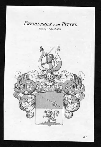 Freiherren von Pittel - Pittel Wappen Adel coat of arms heraldry Heraldik Kupferstich